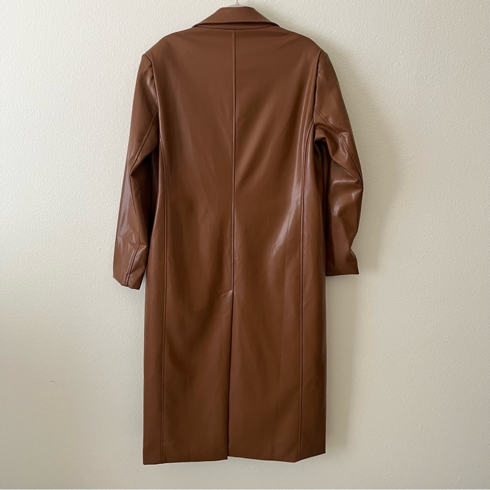 Nordstrom Faux Leather Long Coat Large - Picture 4 of 6